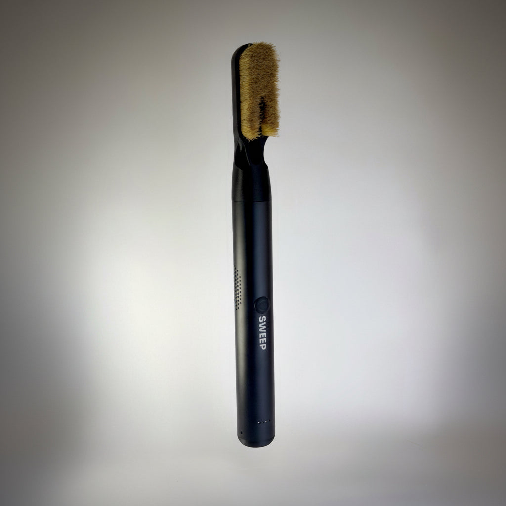 Black electric climbing brush with boar bristle, floating and looking amazing! Could this be the best rock climbing brush of all time? Best bouldering gift 2026?