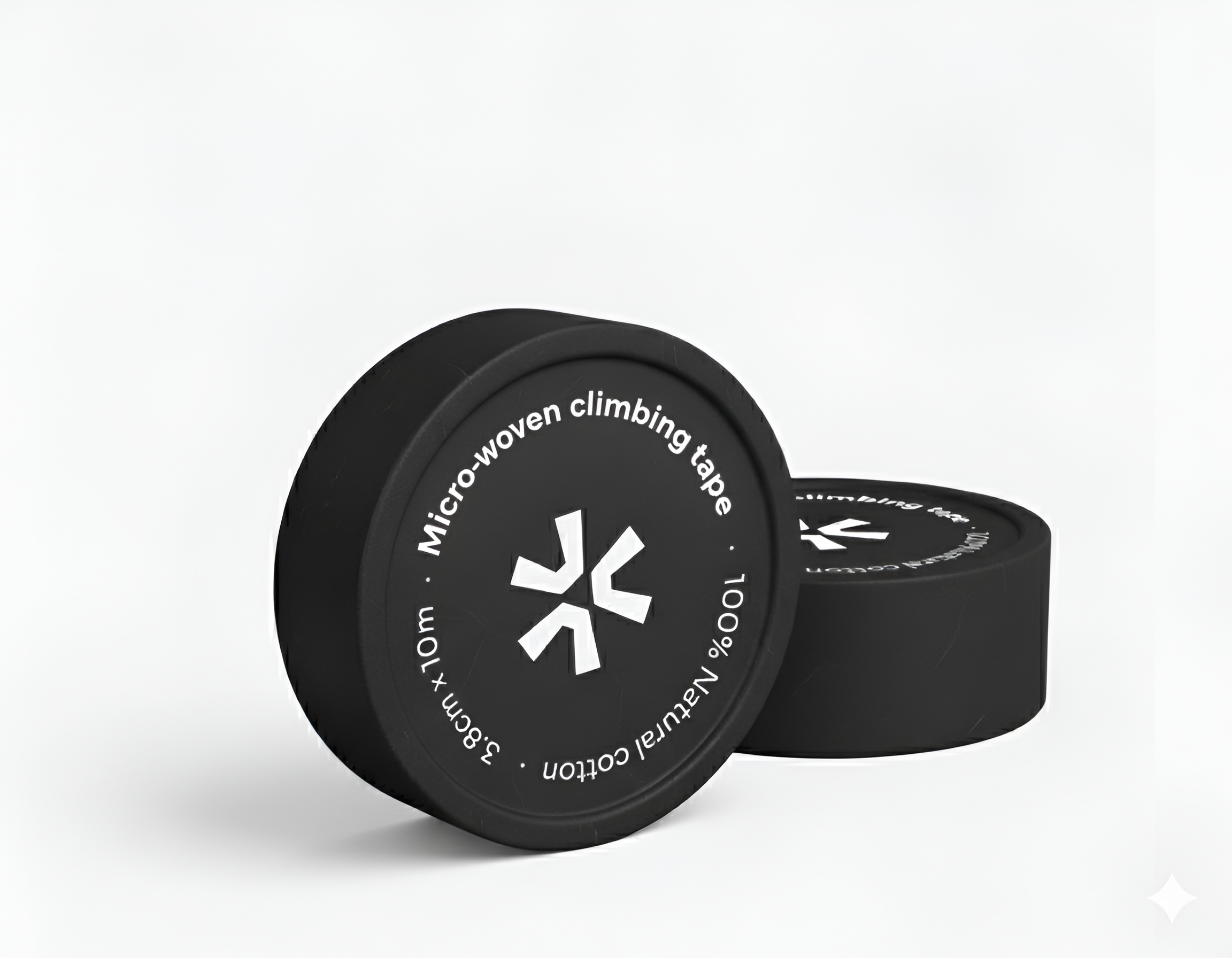 Two Black Micro-Woven climbing tape on a white background