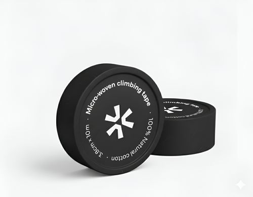 Two Black Micro-Woven climbing tape on a white background